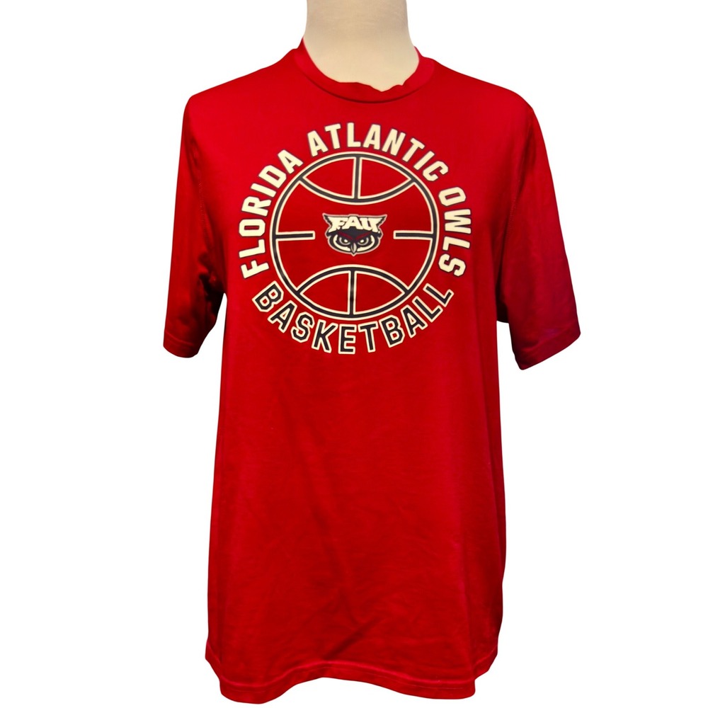 Adidas Florida Atlantic Owls Basketball T Shirt Red Athletic Men's LG Aeroready